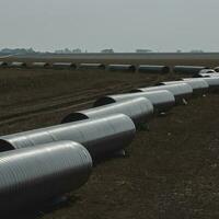 gaz pipeline construction, la la pampa Province , patagonie, Argentine. photo