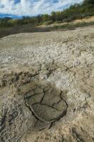 cassé sec sol dans une pampa lagune, la la pampa province, patagonie, Argentine. photo