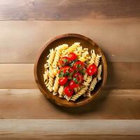 italien Pâtes avec tomate et basilique.illustration ai génératif photo