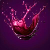 rouge liquide éclaboussure. écoulement violet liquide betterave jus ou baie jus. ai généré photo