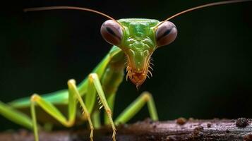 prier mante sur feuille. européen mante religiosa ou prier mante. ai généré photo