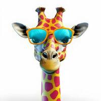 coloré girafe avec élégant des lunettes de soleil - branché faune mode pour une cool safari Regardez photo