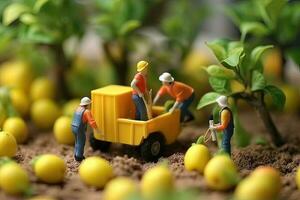 génératif ai illustration de miniature personnes, équipe agriculteur travail avec concept agriculture, affaires concept photo