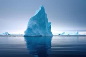 génératif ai illustration de grand iceberg flottant dans le mer. pointe de le iceberg photo