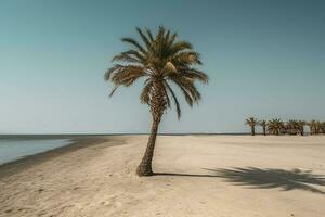 paume arbre sur un vide plage la photographie génératif ai photo