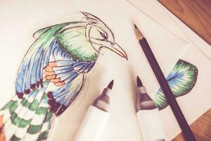 artistique des oiseaux dessin photo