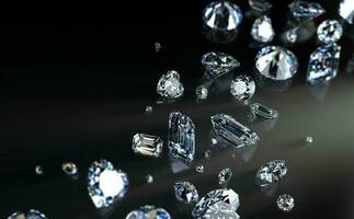 une table plein de diamants. bijoux magasin. photo