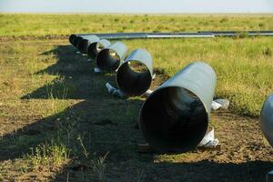 gaz pipeline construction, la la pampa Province , patagonie, Argentine. photo