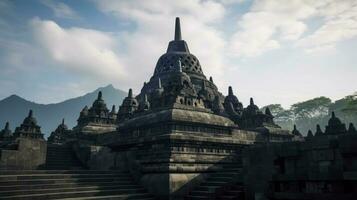 buddist temple borobudur près jogjakarta ville, central Java, Indonésie, génératif ai photo