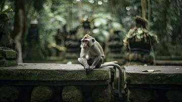 sacré singe forêt sanctuaire, Ubud, Bali, génératif ai photo