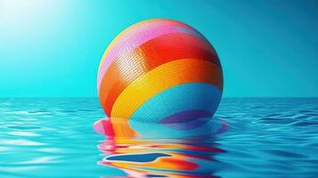 coloré plage Balle flottant dans une bassin. génératif ai photo