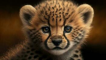 guépard lionceau dans le sauvage, génératif ai photo