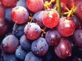 Créatif aquarelle La peinture de raisins, génératif ai photo