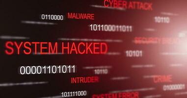 futuriste bannière avec système piraté alerte. compromis information concept. l'Internet virus cyber Sécurité et cybercriminalité. photo