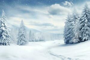 hiver forêt paysage avec neige photo