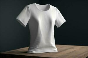 sans effort élégant, 3d vide blanc T-shirt maquette avec Facile accents, 3d rendre ai généré photo