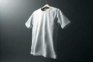 pur et simple, 3d vide blanc T-shirt maquette avec nettoyer lignes, 3d rendre ai généré photo