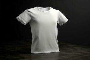 moderne et lisse, 3d vide blanc T-shirt maquette avec tranchant lignes, 3d rendre ai généré photo