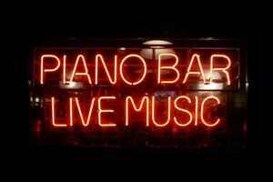 piano bar, vivre la musique - néon lumière photo