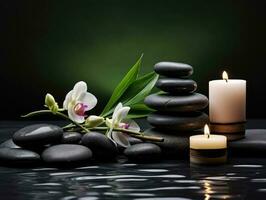 relaxant Zen comme Contexte avec galets et lotus fleurs photo