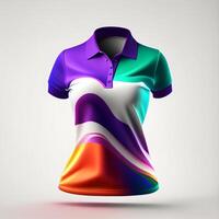 femmes polo chemise maquette, coup dans une brillant, espiègle réglage génératif ai photo