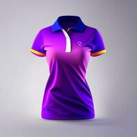 femmes polo chemise maquette, coup dans une brillant, espiègle réglage génératif ai photo