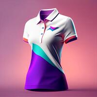 femmes polo chemise maquette, coup dans une brillant, espiègle réglage génératif ai photo