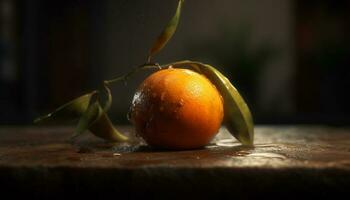 fraîcheur de agrumes fruit sur une en bois tableau, en bonne santé en mangeant généré par ai photo