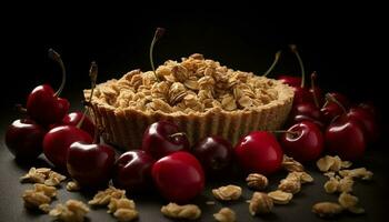 fraîcheur et indulgence sur une plaque, fait maison sucré tarte tentation généré par ai photo