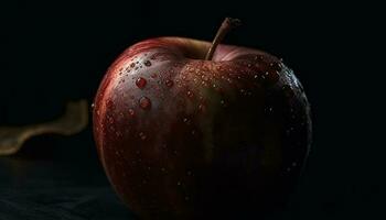 fraîcheur de la nature goutte, humide et BIO, une juteux Pomme généré par ai photo