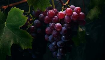 grain de raisin feuille, la nature fruit, fraîcheur dans agriculture, mûr vignoble plante généré par ai photo