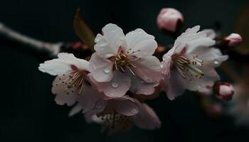 fraîcheur de printemps une macro vue de une épanouissement fleur généré par ai photo