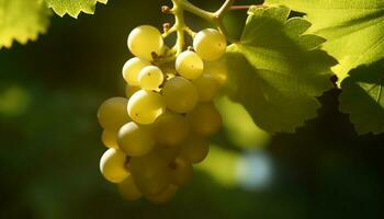 grain de raisin feuille, vignoble, mûr fruit, vert croissance, biologique vinification généré par ai photo