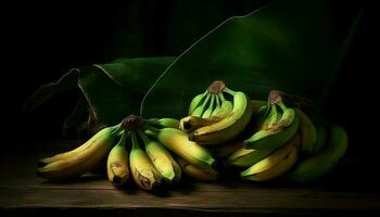 frais, biologique banane, une en bonne santé casse-croûte de la nature tropical forêt tropicale généré par ai photo