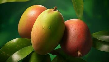 fraîcheur de la nature vert couleur, mûr fruit, biologique et en bonne santé en mangeant généré par ai photo