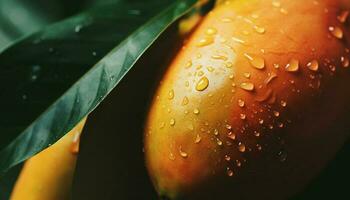 la nature vibrant vert reflète dans une rosée embrassé goutte de pluie, rafraîchissant croissance généré par ai photo