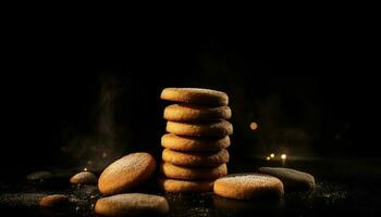 une grand groupe de cuit biscuits dans une coloré modèle généré par ai photo