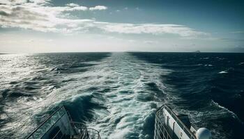 voile yacht vitesses par vagues, horizon fait signe généré par ai photo