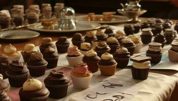 indulgent fait maison petits gâteaux, une sucré fête traiter généré par ai photo