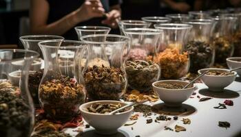 Frais biologique fruit bol avec en bonne santé variété généré par ai photo