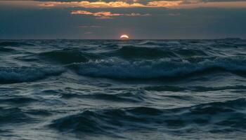 le coucher du soleil plus de tranquille paysage marin, la nature beauté réfléchi généré par ai photo