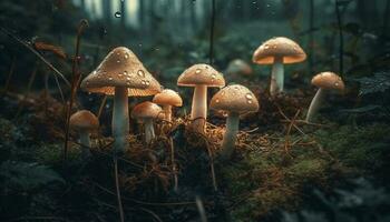 toxique champignon vénéneux casquette Pointé dans l'automne forêt généré par ai photo