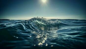 Soleil embrassé surfeurs balade vagues dans tropical paradis généré par ai photo