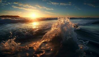 lever du soleil plus de tranquille des eaux, reflétant la nature beauté généré par ai photo