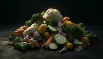 Frais des légumes et des fruits pour une en bonne santé repas généré par ai photo