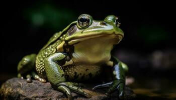 visqueux crapaud séance dans humide forêt marais généré par ai photo