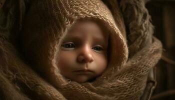 Nouveau vie, innocence, beauté, souriant bébé garçon généré par ai photo