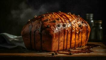 fraîchement cuit rustique pain et sucré Pâtisserie généré par ai photo