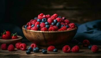 juteux framboise et baie fruit dessert bol généré par ai photo