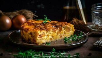 cuit lasagne avec Frais tomate sauce, Parmesan fromage généré par ai photo